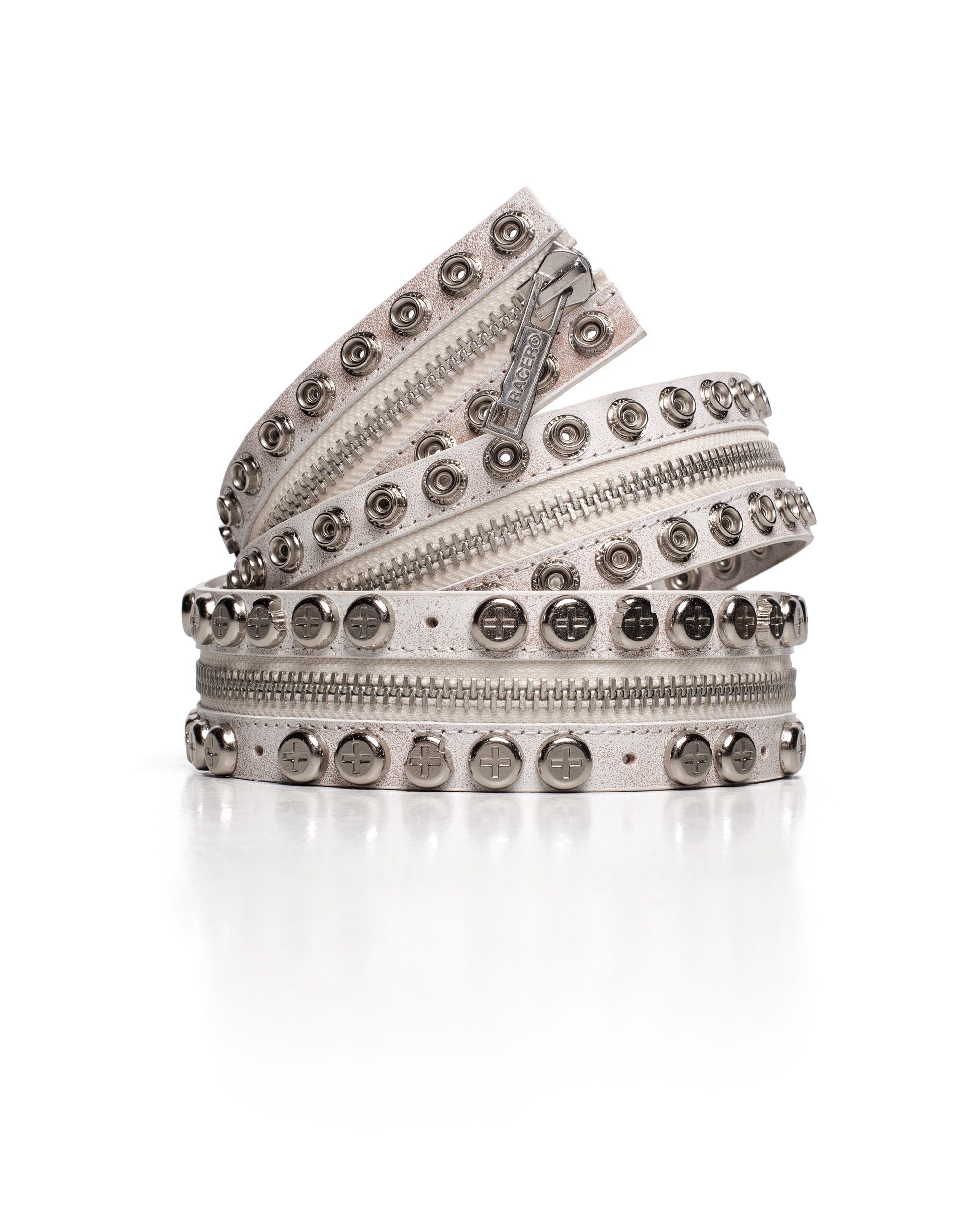 White Split Button Belt