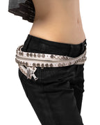 White Split Button Belt