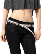 White Split Button Belt