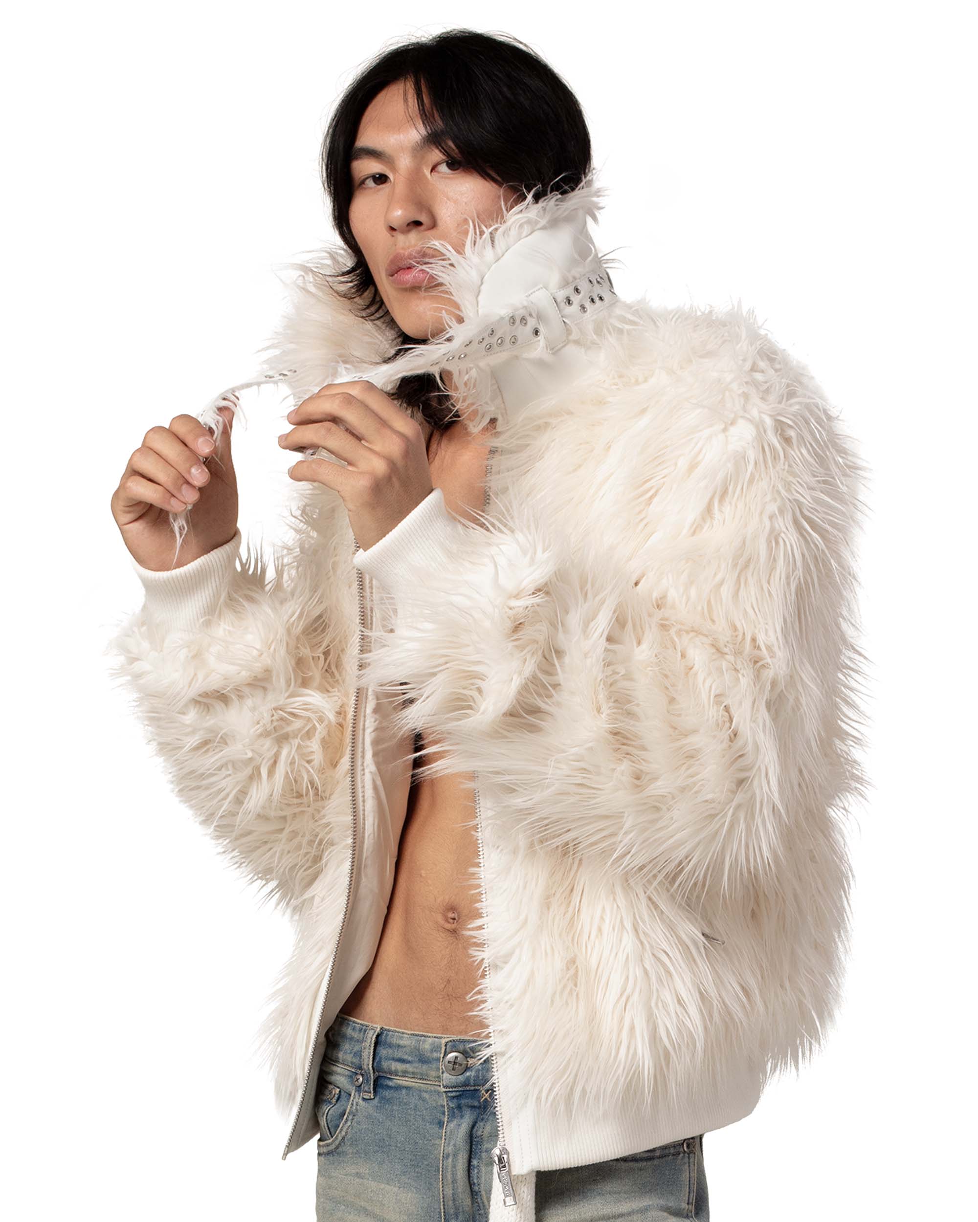 Tundra White Fur Bomber – Racer Worldwide