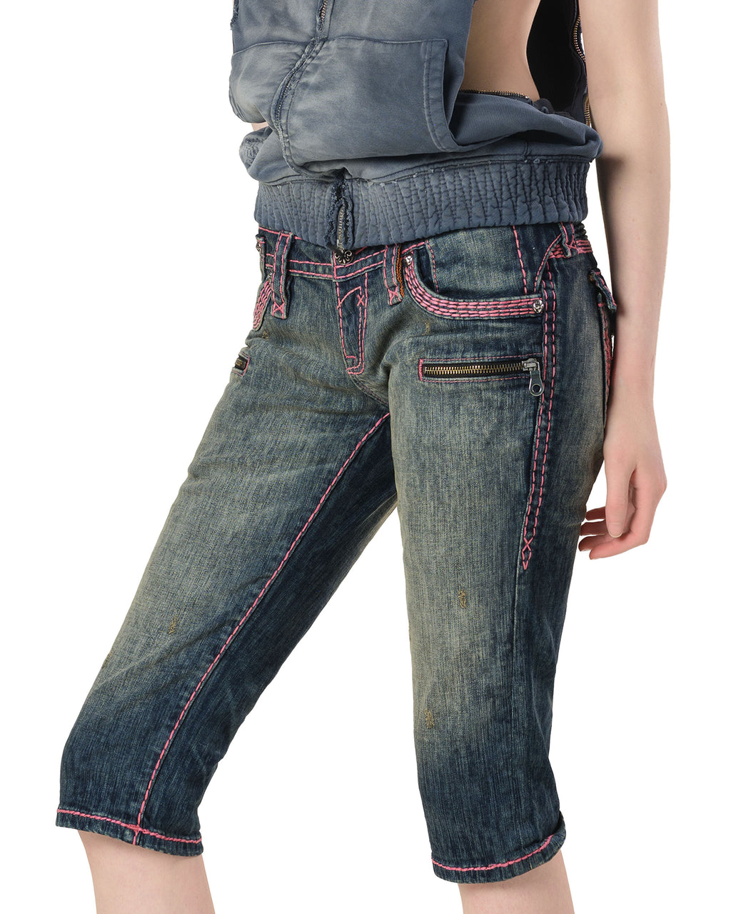 Rock Revival Pink Stitch Capri