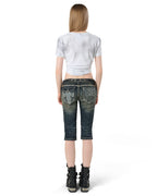 Rock Revival White Stitch Capri