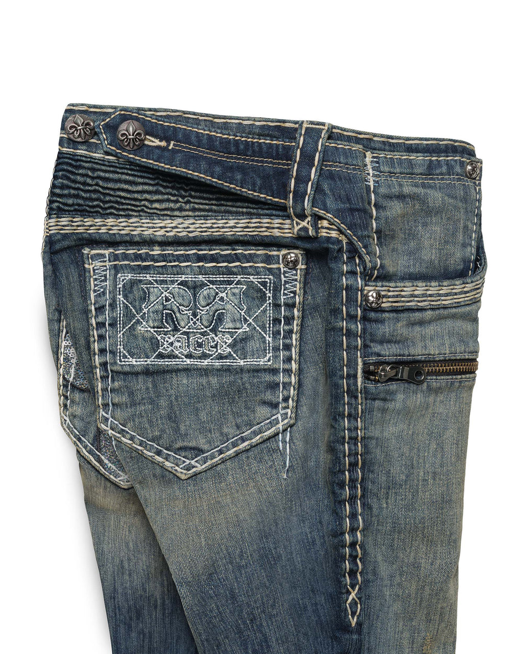 Rock Revival White Stitch Capri
