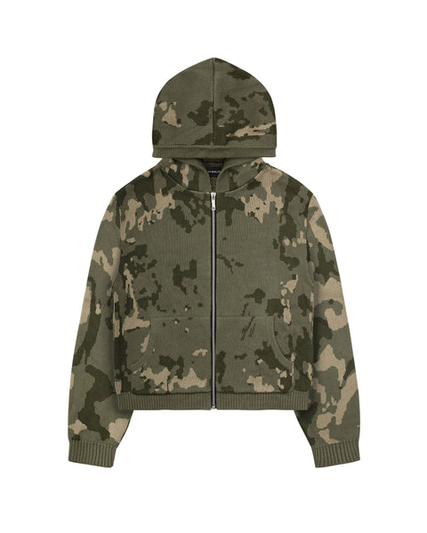 Camo Knit Zip Hoodie