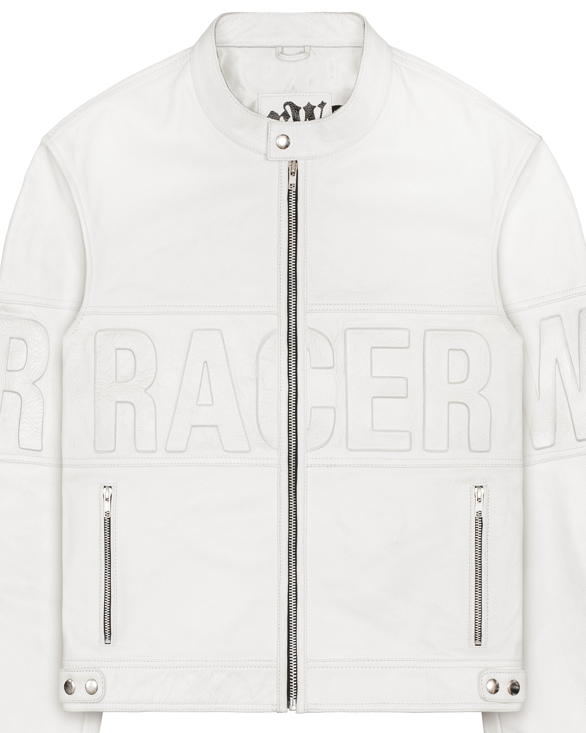 White Embossed Leather Jacket