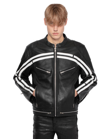 racerworldwideレザーファージャケット Black Embossed Leather Jacket – Racer Worldwide