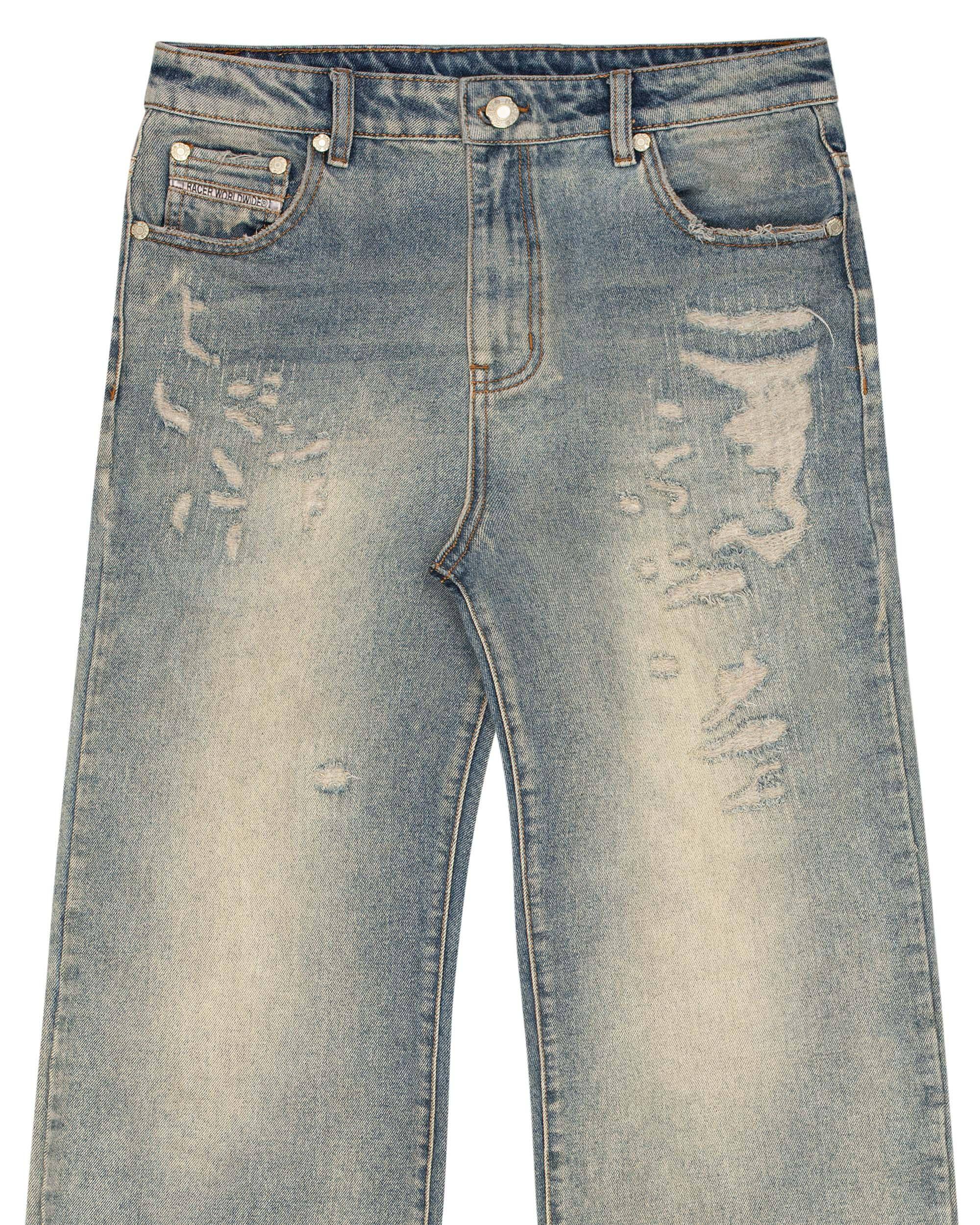 Blue Distressed Denim Jeans – Racer Worldwide