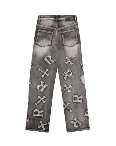 Washed Black Patch Jeans – Racer Worldwide Washed Black Patch Jeans – Racer Worldwide