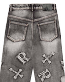 Washed Black Patch Jeans