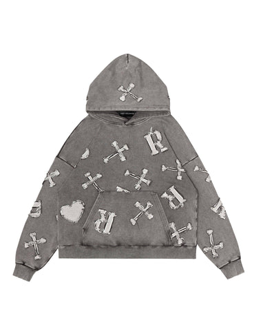 Washed Black Patch Hoodie – Racer Worldwide