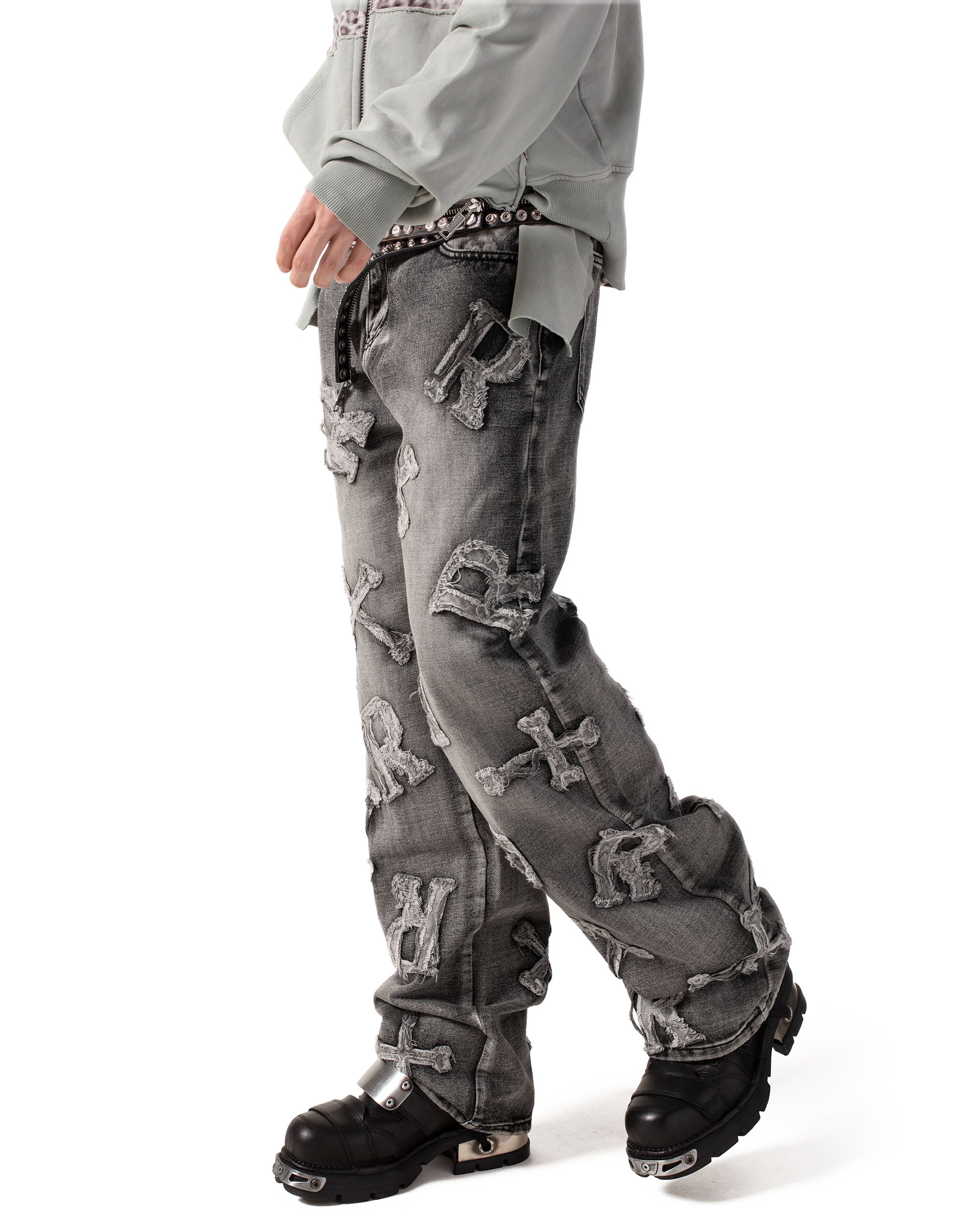 Washed Black Patch Denim – Racer Worldwide