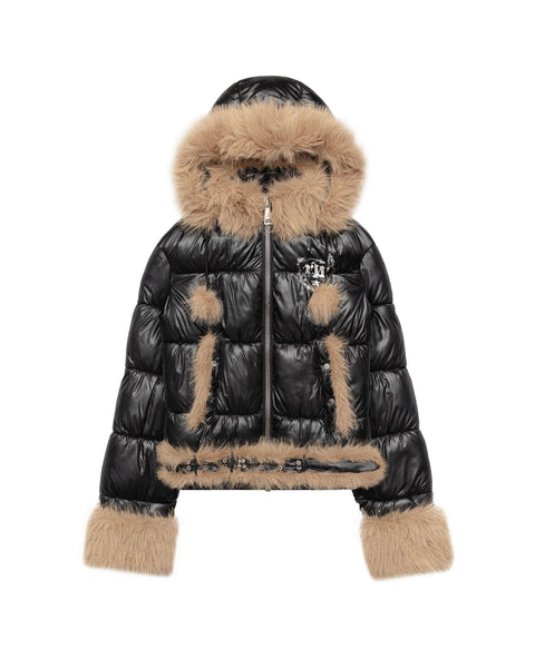 Slim Furry Puffer Jacket