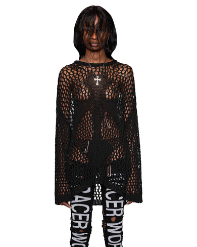 Black net sweater on sale