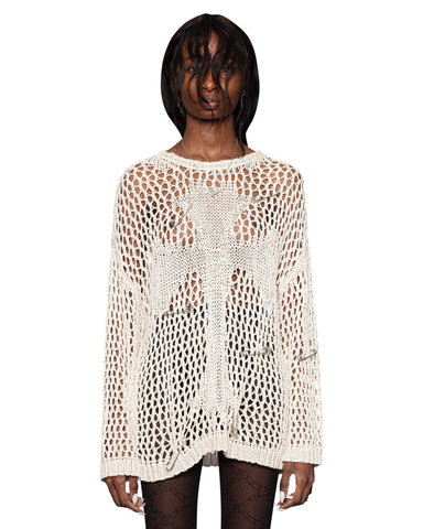 Beige Cross Net Sweater – Racer Worldwide
