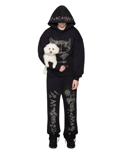 Black Studded Censored Hoodie – Racer Worldwide